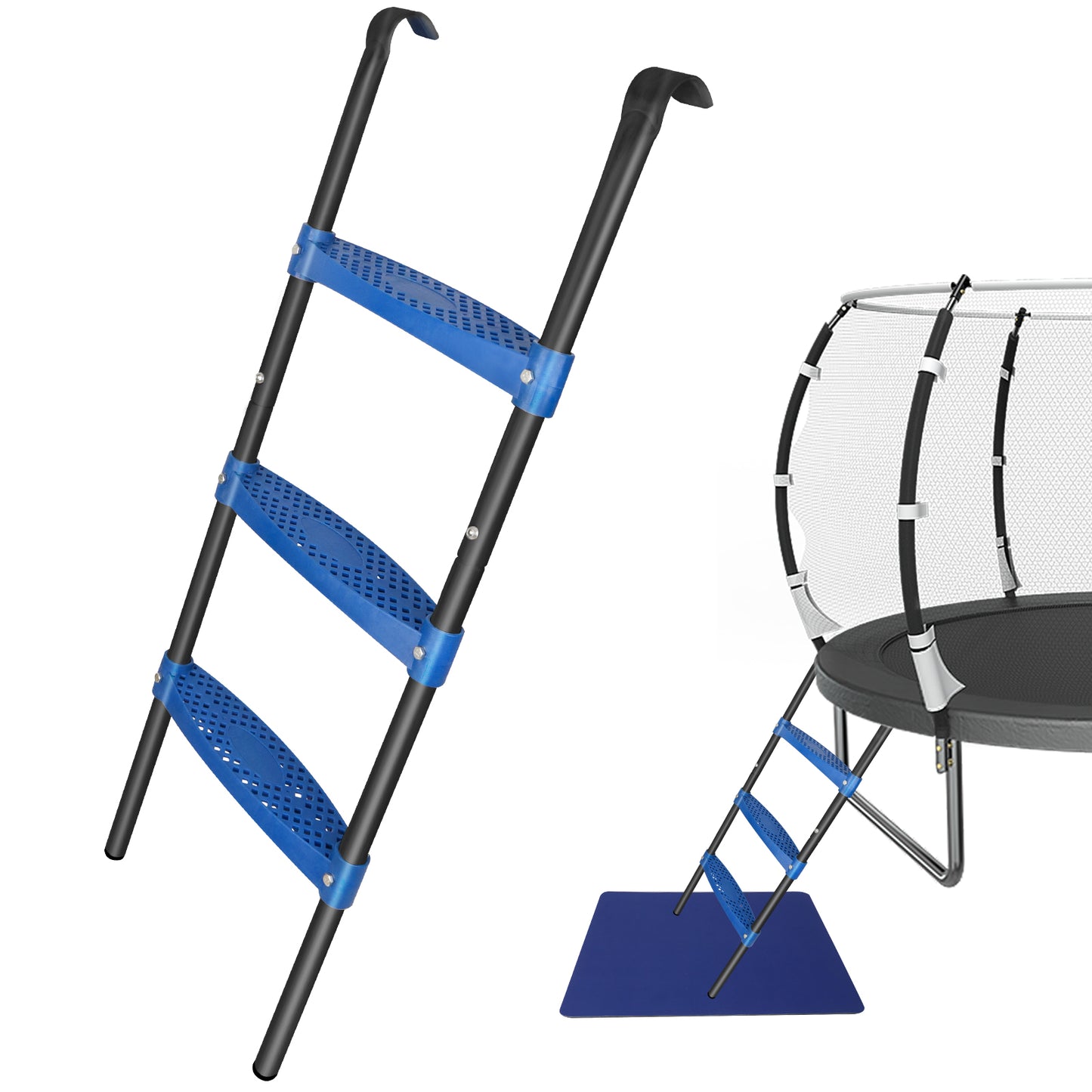 Synoratory Trampoline Ladder 3 Steps,Rust-Resistant Steel Ladder,Wide Skid-Proof Steps