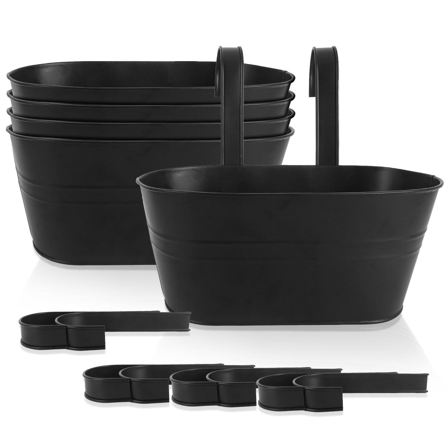 Synoratory 5 Pcs Hanging Planters Hanging Flower Pots Metal Iron with Detachable Hooks Home Decor,Black