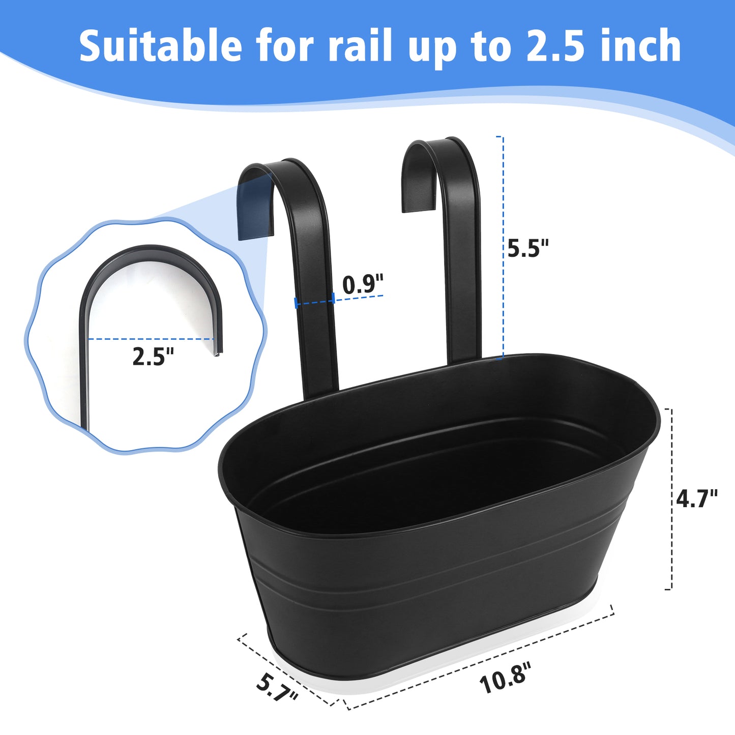 Synoratory 5 Pcs Hanging Planters Hanging Flower Pots Metal Iron with Detachable Hooks Home Decor,Black