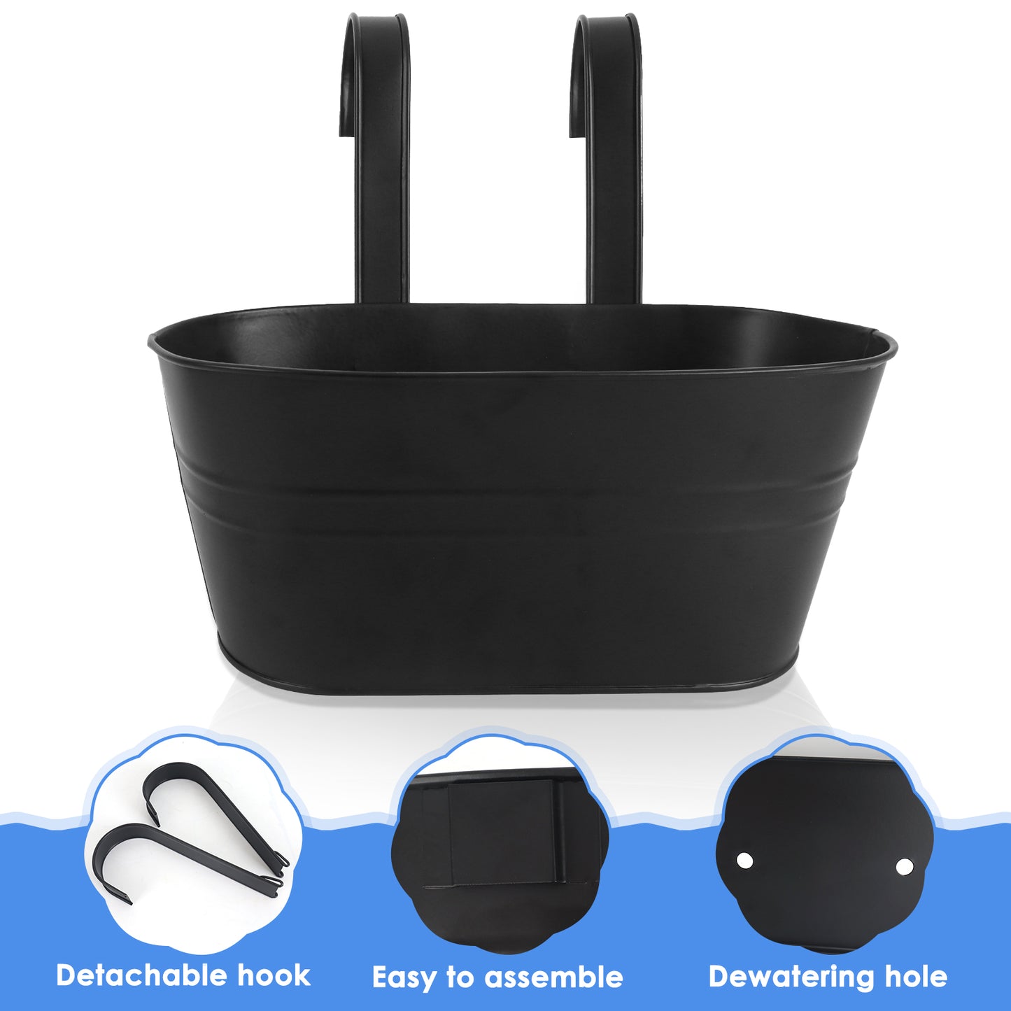 Synoratory 5 Pcs Hanging Planters Hanging Flower Pots Metal Iron with Detachable Hooks Home Decor,Black