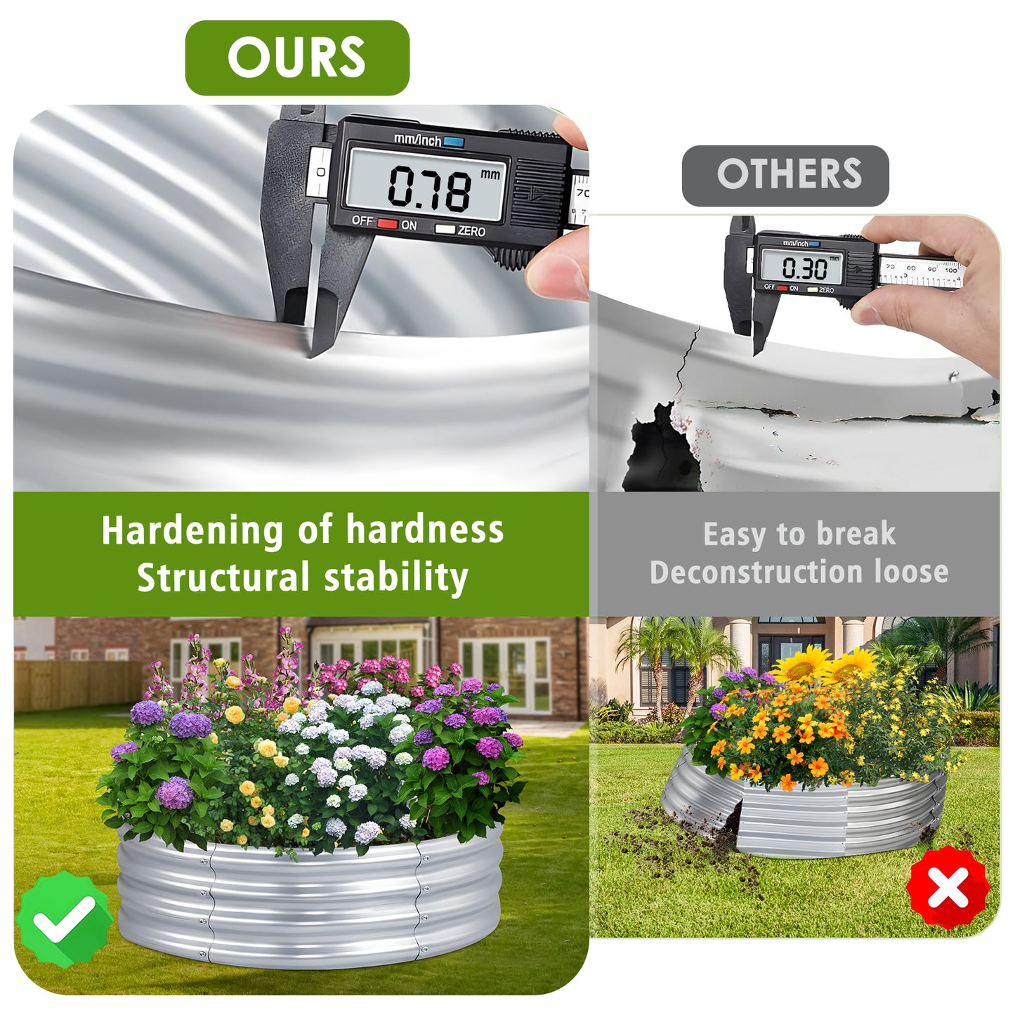 Synoratory Raised Garden Bed, 2x2x1ft Outdoor Raised Beds Kit for Planting Plants