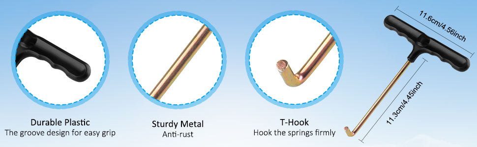 synoratory Trampoline Spring Pull Tool Kit 4 Pack Spring Puller for Trampoline,Trampoline Accessories T-Hook Puller