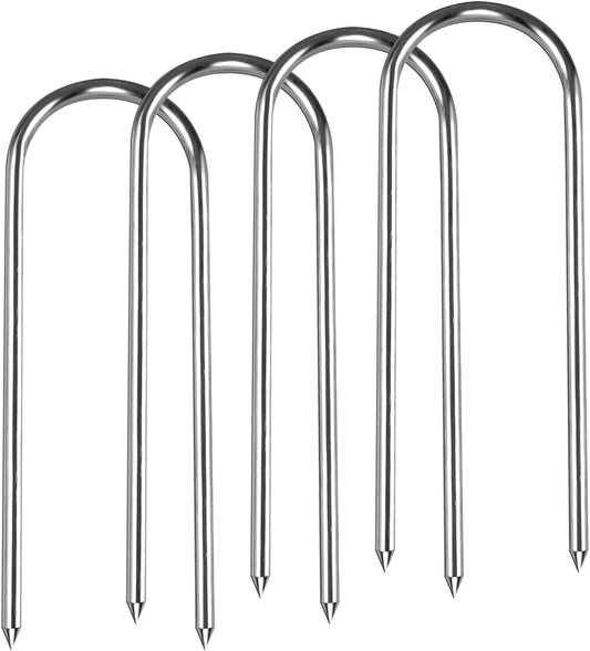 Trampolines Wind Stakes Heavy Duty U Type Sharp Ends Safety Ground Anchor Galvanized Steel for Soccer Goals, Camping Tents and Huge Garden Decoration (Wind Stakes 4pcs)