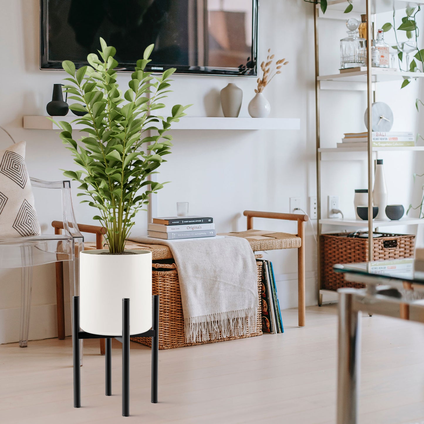 synoratory Plant Stand - Black Cross Iron Plant Stands for Indoors Metal Plant Stand