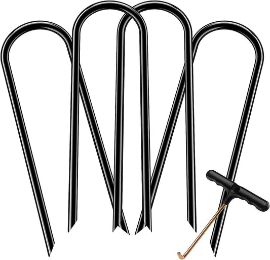 Trampolines Stakes Heavy Duty U Type Sharp Ends Safety Trampoline Anchor Galvanized Steel for Soccer Goals, Camping Tents and Huge Garden Decoration