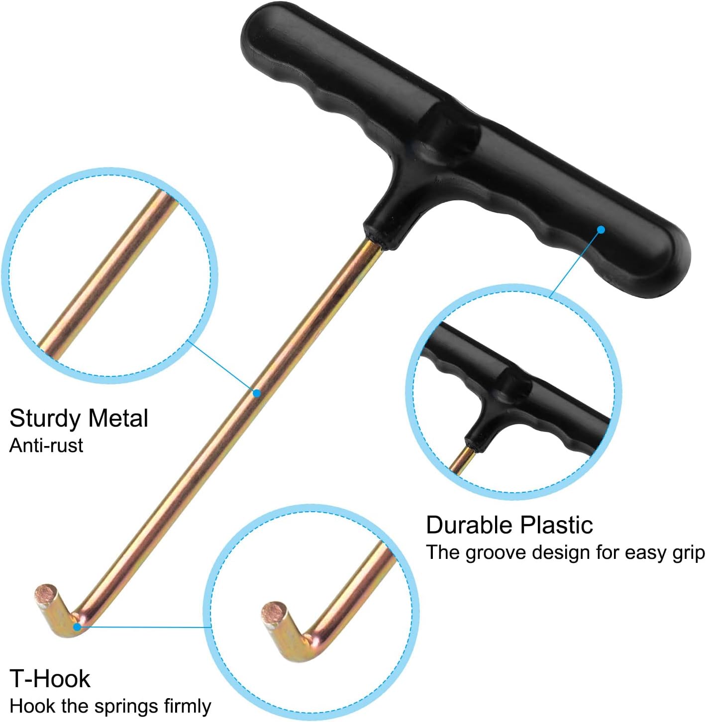 synoratory Trampoline Spring Pull Tool Kit 4 Pack Spring Puller for Trampoline,Trampoline Accessories T-Hook Puller