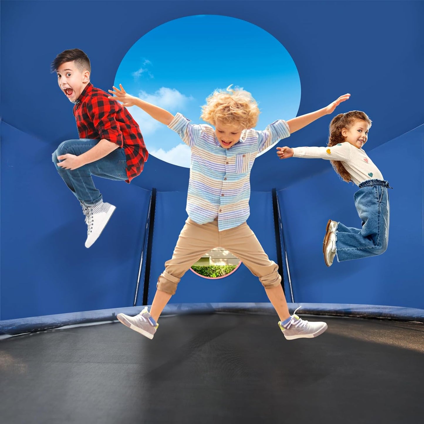 14FT Trampoline Tent,Fits for 6 Straight Pole Round Trampoline Cover, Outdoor Fun for Kids,Protect from Sun (Tent Only)