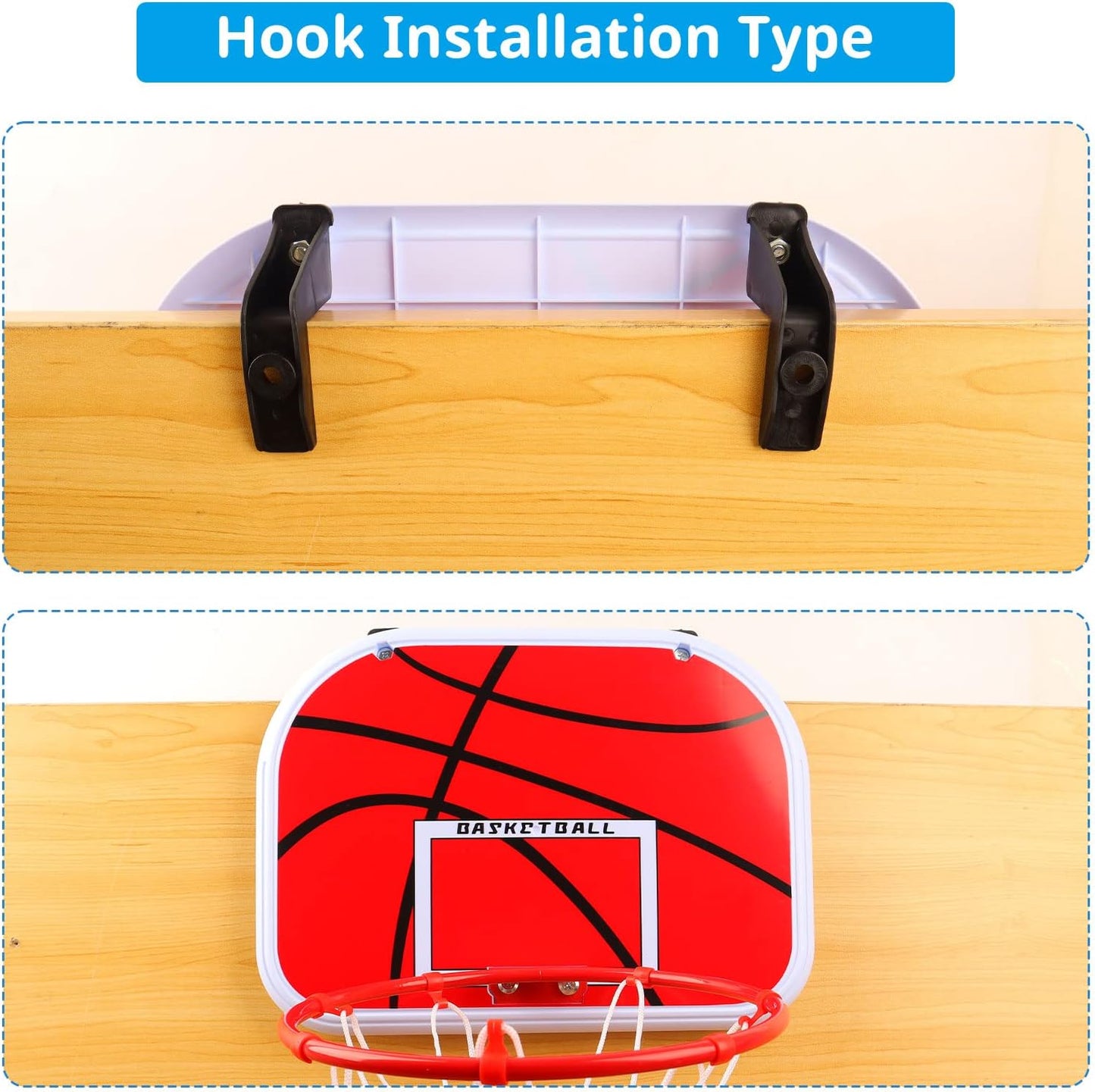 Trampoline Basketball Hoop, Kids Basketball Hoop for Trampoline with Pump and 1 Mini Ball, Sturdy for Toddlers and Children, Fit for Straight Pole