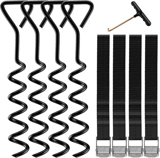 synoratory Heavy Duty Trampoline Stakes Anchors High Wind,Galvanized Steel Trampoline Anchors Kit for 15ft,14ft,12ft,10ftTrampoline,15.8inch Ground Anchors Trampoline Accessories