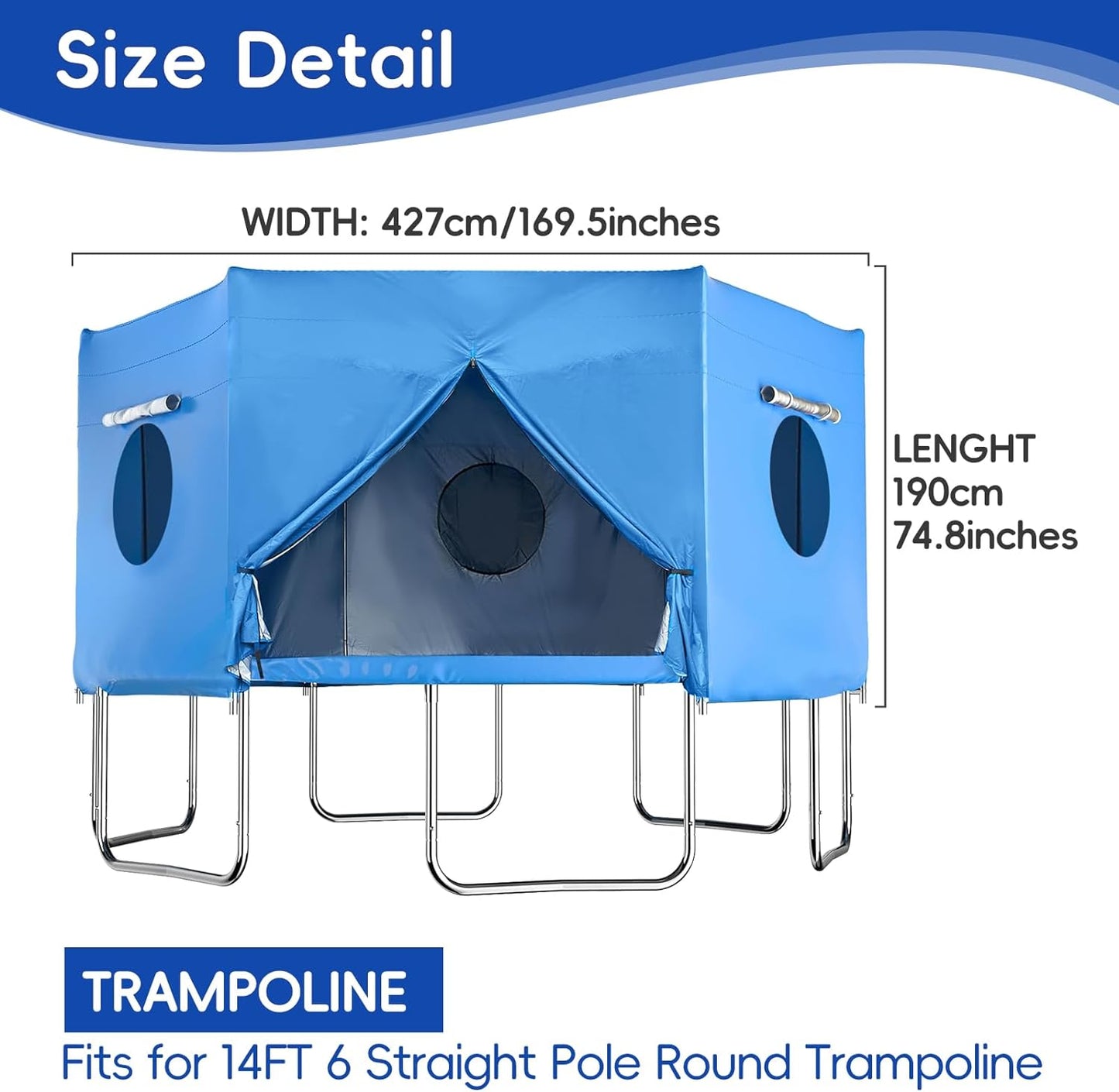 14FT Trampoline Tent,Fits for 6 Straight Pole Round Trampoline Cover, Outdoor Fun for Kids,Protect from Sun (Tent Only)