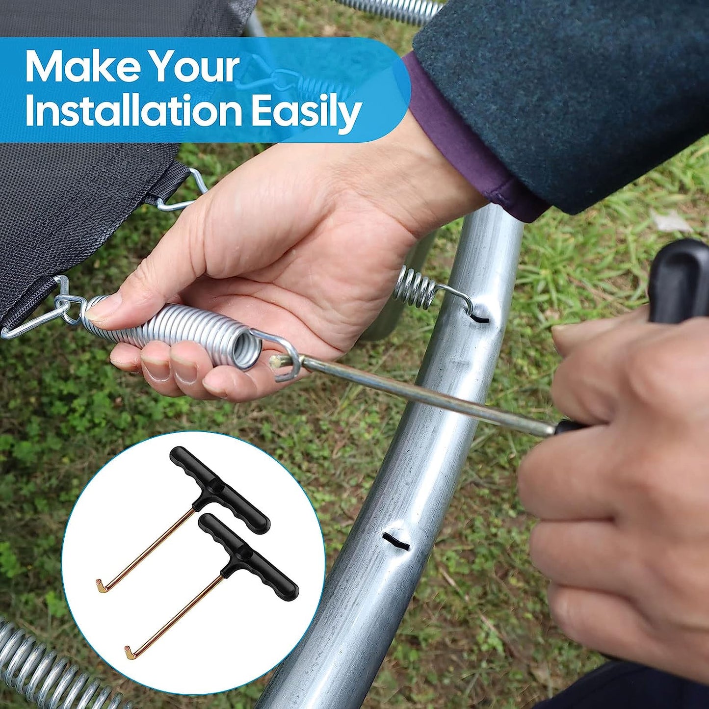 synoratory Trampoline Spring Pull Tool Kit 4 Pack Spring Puller for Trampoline,Trampoline Accessories T-Hook Puller