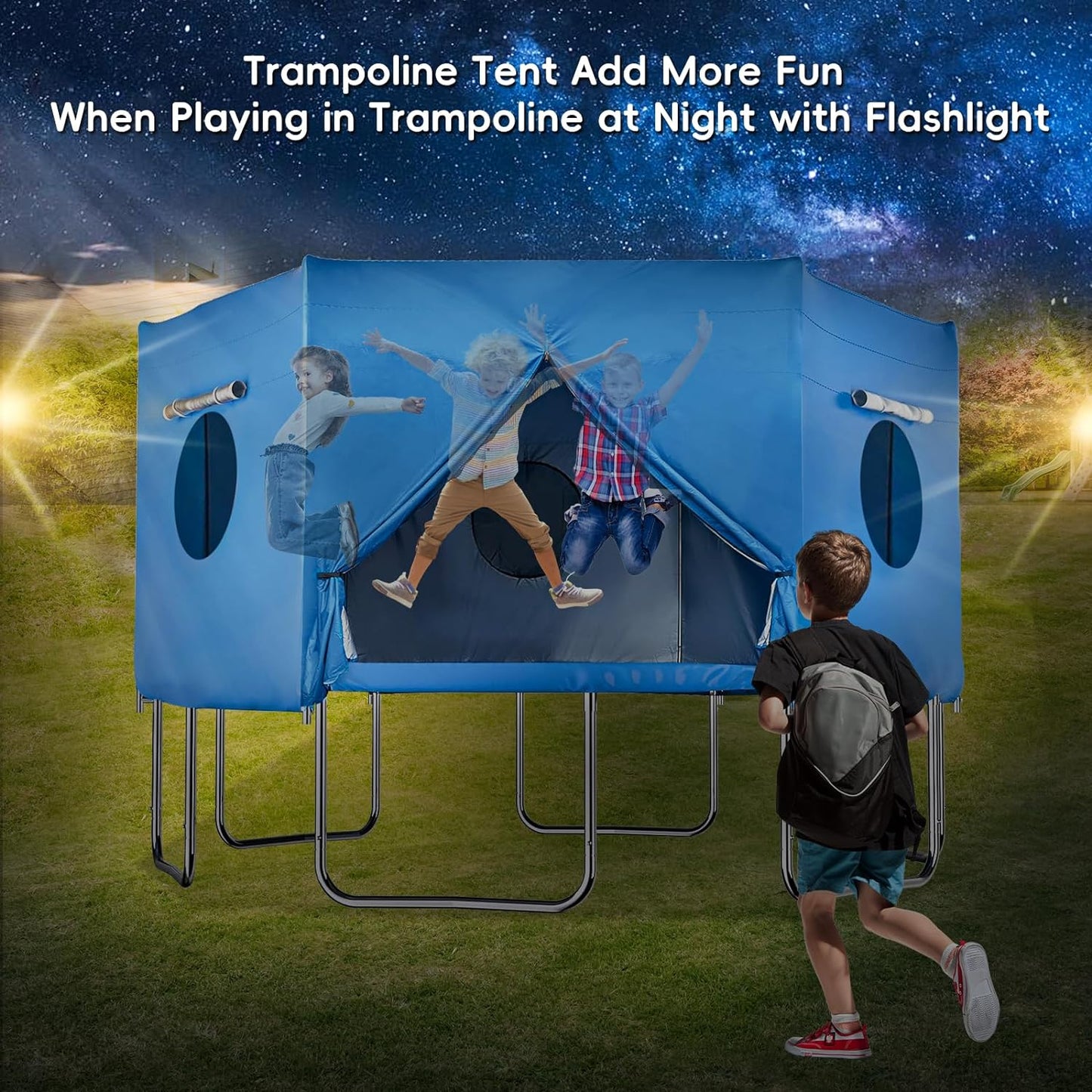 14FT Trampoline Tent,Fits for 6 Straight Pole Round Trampoline Cover, Outdoor Fun for Kids,Protect from Sun (Tent Only)