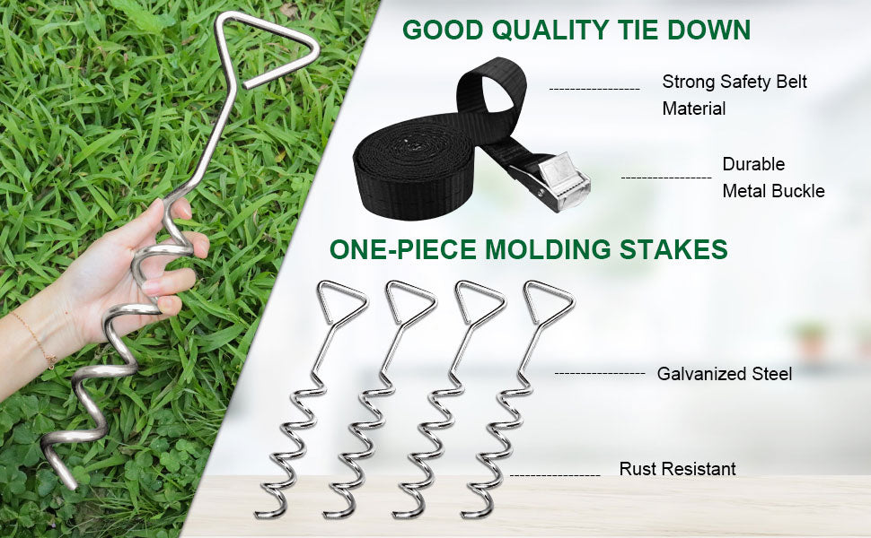 synoratory Heavy Duty Trampoline Stakes Anchors High Wind,Galvanized Steel Trampoline Anchors Kit for 15ft,14ft,12ft,10ftTrampoline,15.8inch Ground Anchors Trampoline Accessories