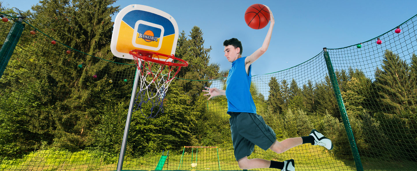 Trampoline Basketball Hoop, Teenager Basketball Hoop for Trampoline with Pump and 2 Mini Ball, Fit for Straight Pole