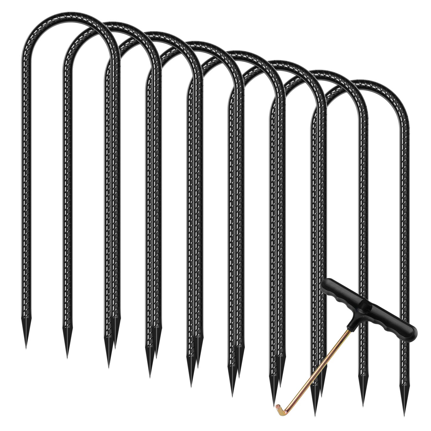 Trampolines Stakes Anchors Trampoline Accessories Wind Stake 12 Inch Heavy Duty High Wind Stake Safety Ground Anchor Galvanized Steel Wind Stakes (Permanent Above Deck, Black)…