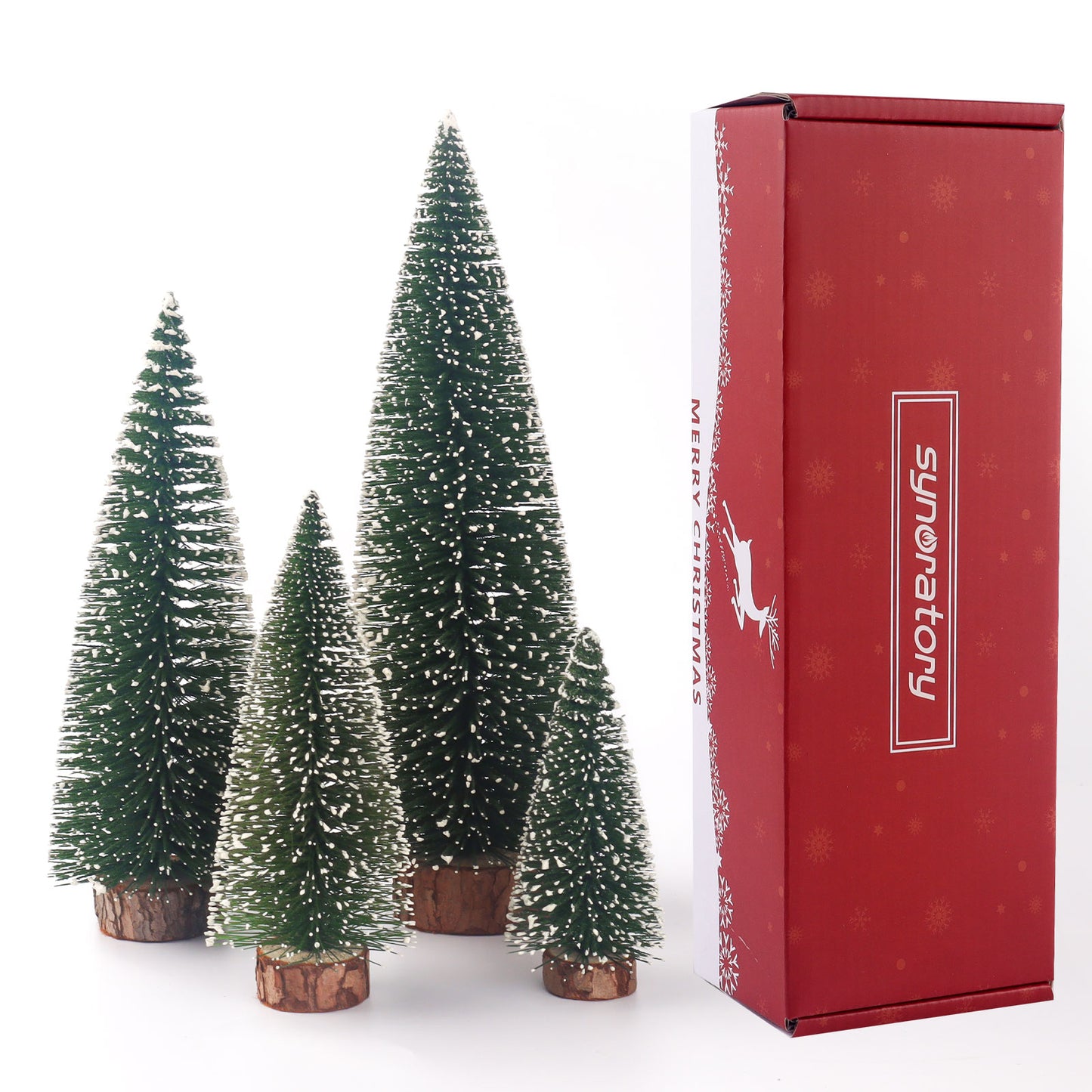 Small Christmas Tree,Mini Christmas Tree, Mini Pine Tree, Bottle Brush Fake Trees with Wooden Base for Tabletop Decorative (Plant Green)