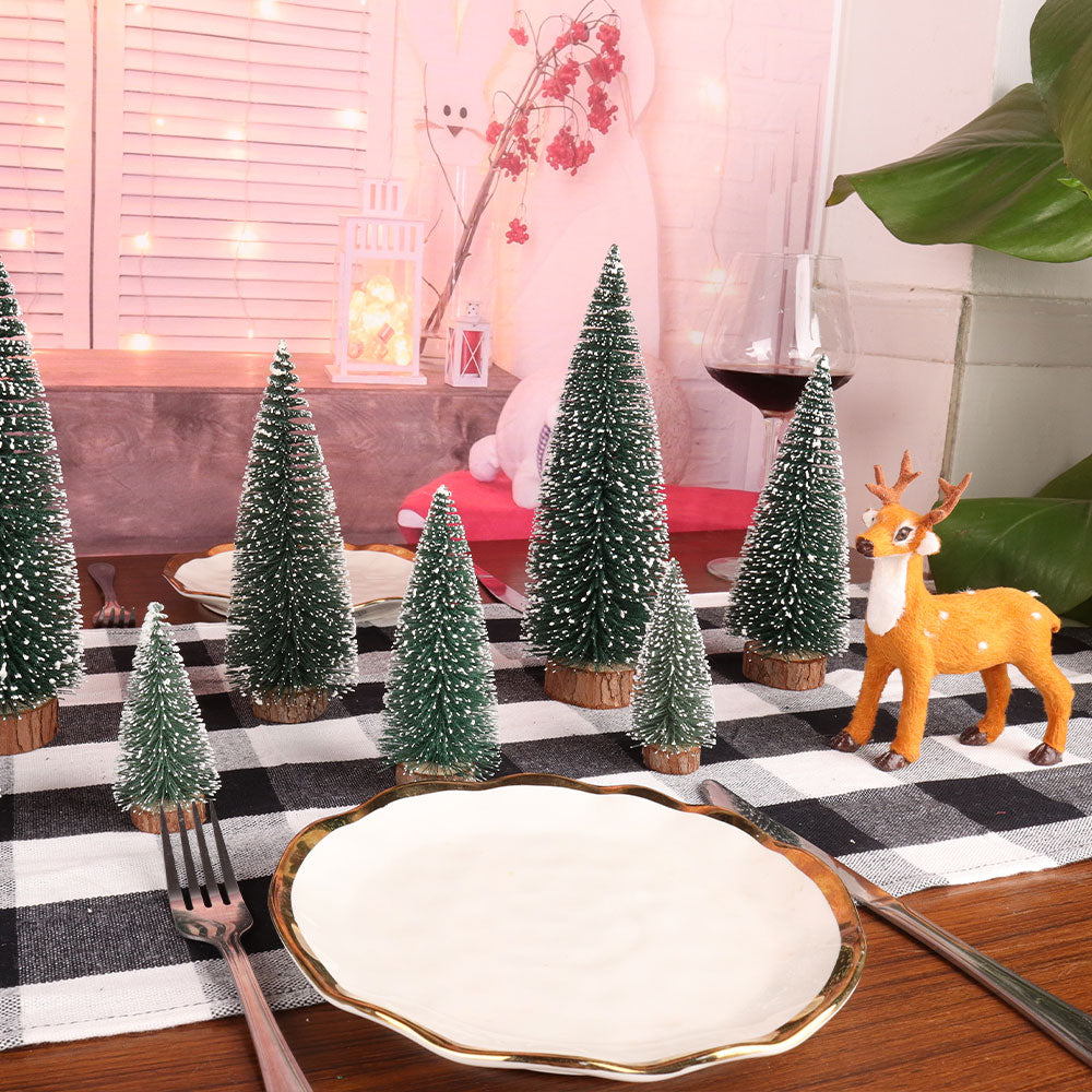 Small Christmas Tree,Mini Christmas Tree, Mini Pine Tree, Bottle Brush Fake Trees with Wooden Base for Tabletop Decorative (Plant Green)