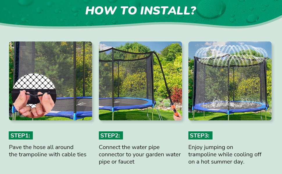 Trampoline Sprinkler, 39.3FT Trampoline Water Sprinkler for Kids, Summer Toys Outdoor Water Toys Sprinkler for Kids, Fun Summer Backyard Waterpark Sprinklers Toys for Boys Girls Trampoline Accessories