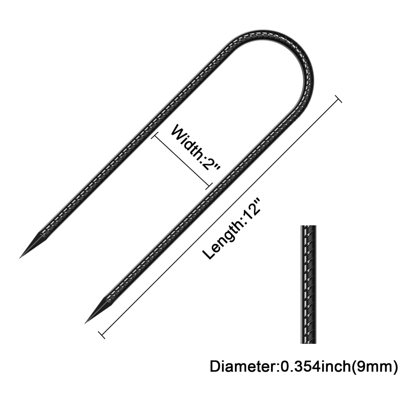 Trampolines Stakes Anchors High Wind Heavy Duty U Type Safety Trampoline Wind Stakes Galvanized Steel (All-Season, Black)