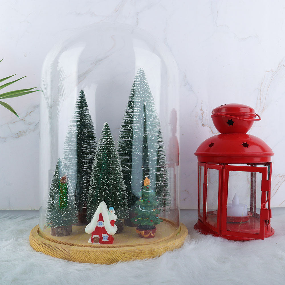 Small Christmas Tree,Mini Christmas Tree, Mini Pine Tree, Bottle Brush Fake Trees with Wooden Base for Tabletop Decorative (Plant Green)