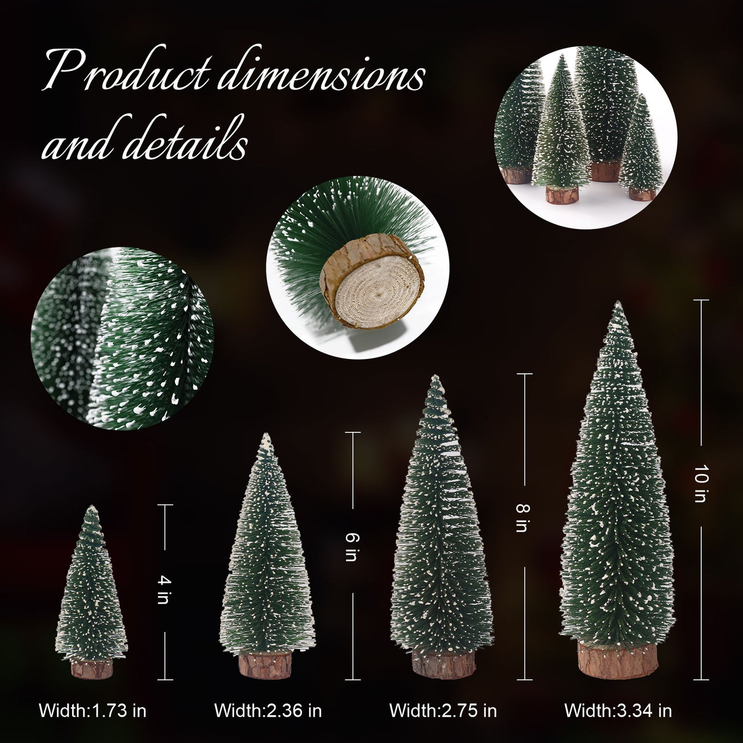 Small Christmas Tree,Mini Christmas Tree, Mini Pine Tree, Bottle Brush Fake Trees with Wooden Base for Tabletop Decorative (Plant Green)
