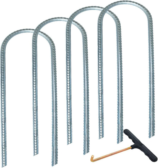 Trampolines Wind Stakes Heavy Duty U Type Sharp Ends Safety Ground Anchor Galvanized Steel for Soccer Goals, Camping Tents and Huge Garden Decoration
