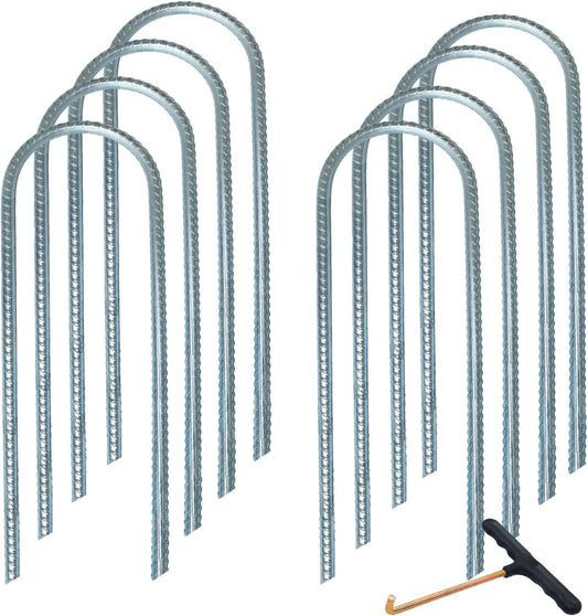 Trampolines Wind Stakes Heavy Duty U Type Sharp Ends Safety Ground Anchor Galvanized Steel for Soccer Goals, Camping Tents and Huge Garden Decoration