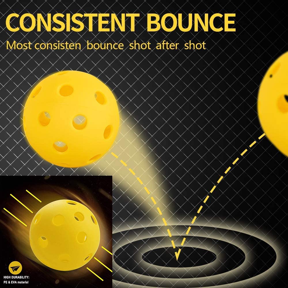 Outdoor and Indoor Pickleball,40 Holes Pickleball Balls,26 Holes Pickle Ball,Durable and High Elasticity Yellow Pickleball Balls for Tournament Play