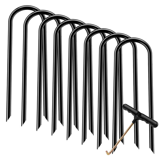 Trampolines Stakes Trampoline Anchors Kit Heavy Duty High Wind U Type,Safety Trampoline Accessories Galvanized Steel for Soccer Goals, Camping Tents and Huge Garden Decoration