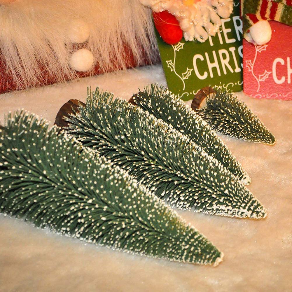 Small Christmas Tree,Mini Christmas Tree, Mini Pine Tree, Bottle Brush Fake Trees with Wooden Base for Tabletop Decorative (Plant Green)
