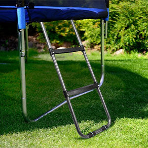 Universal Trampoline Ladder 2 Steps for Trampoline, Rust-Resistant Steel Ladder with Wide Skid-Proof Steps, 41inch Length Trampoline Accessories(inlude 2 Trampoline Stake+Phillips Screwdriver