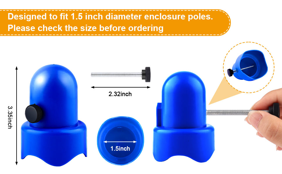 synoratory 1.5”Diameter Trampoline Enclosure Pole Caps with Screw Thumb for Trampoline Net Hook, 8 Pieces Safety Trampoline Pole Caps Blue