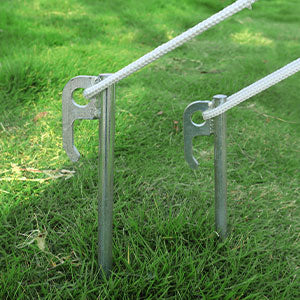 Tent Stakes Heavy Duty Ground Anchors Unbreakable and Inflexible for Camping,Galvanized Non-Rust Metal Tent Pegs 11.8inch Camping Stakes for Anchoring Tent, 8Pcs Canopy Stakes and 1pcs T-Hook