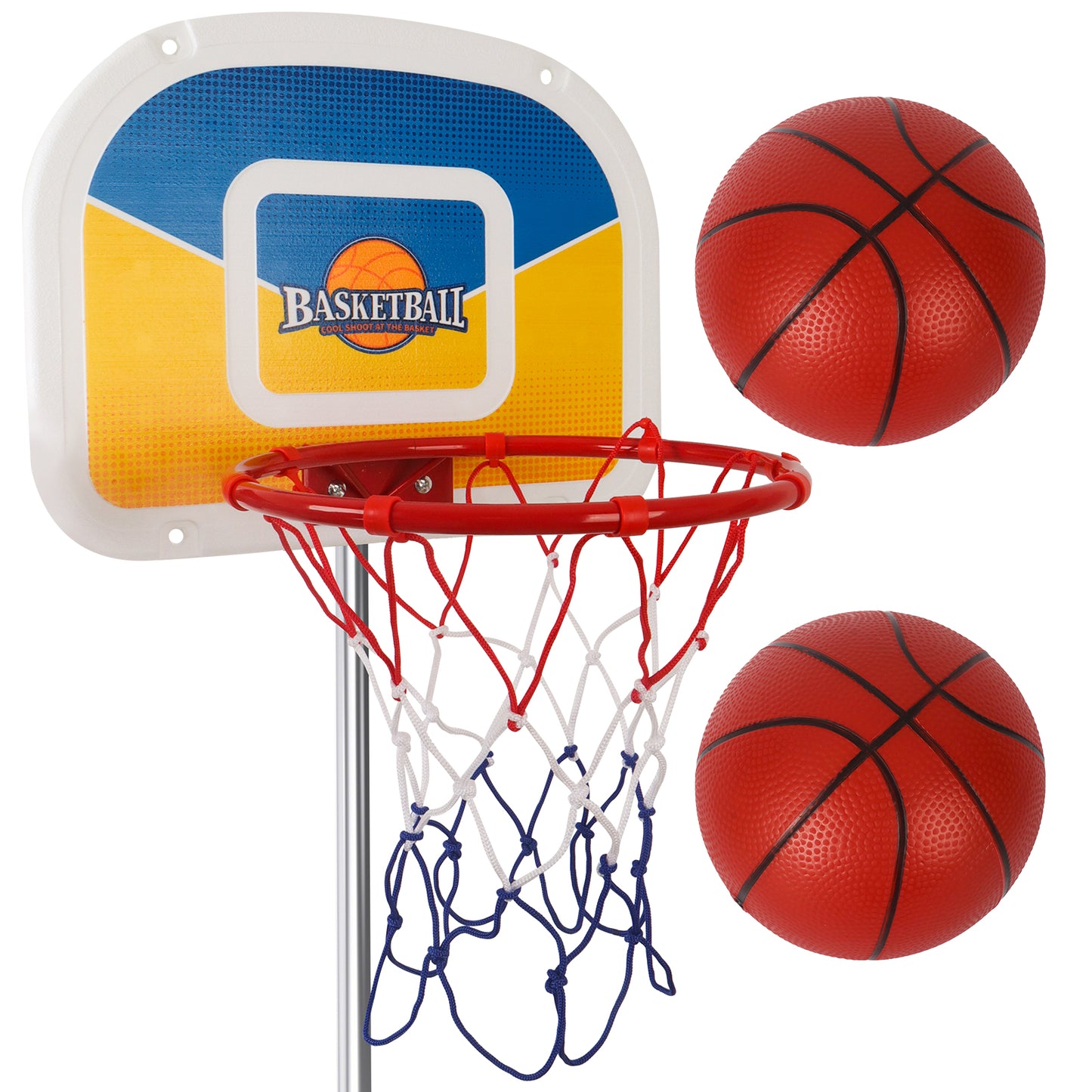 Trampoline Basketball Hoop,Mini Basketball and Pump Straight Pipe Trampoline Basketball Attachment Hoop diameter 9inch