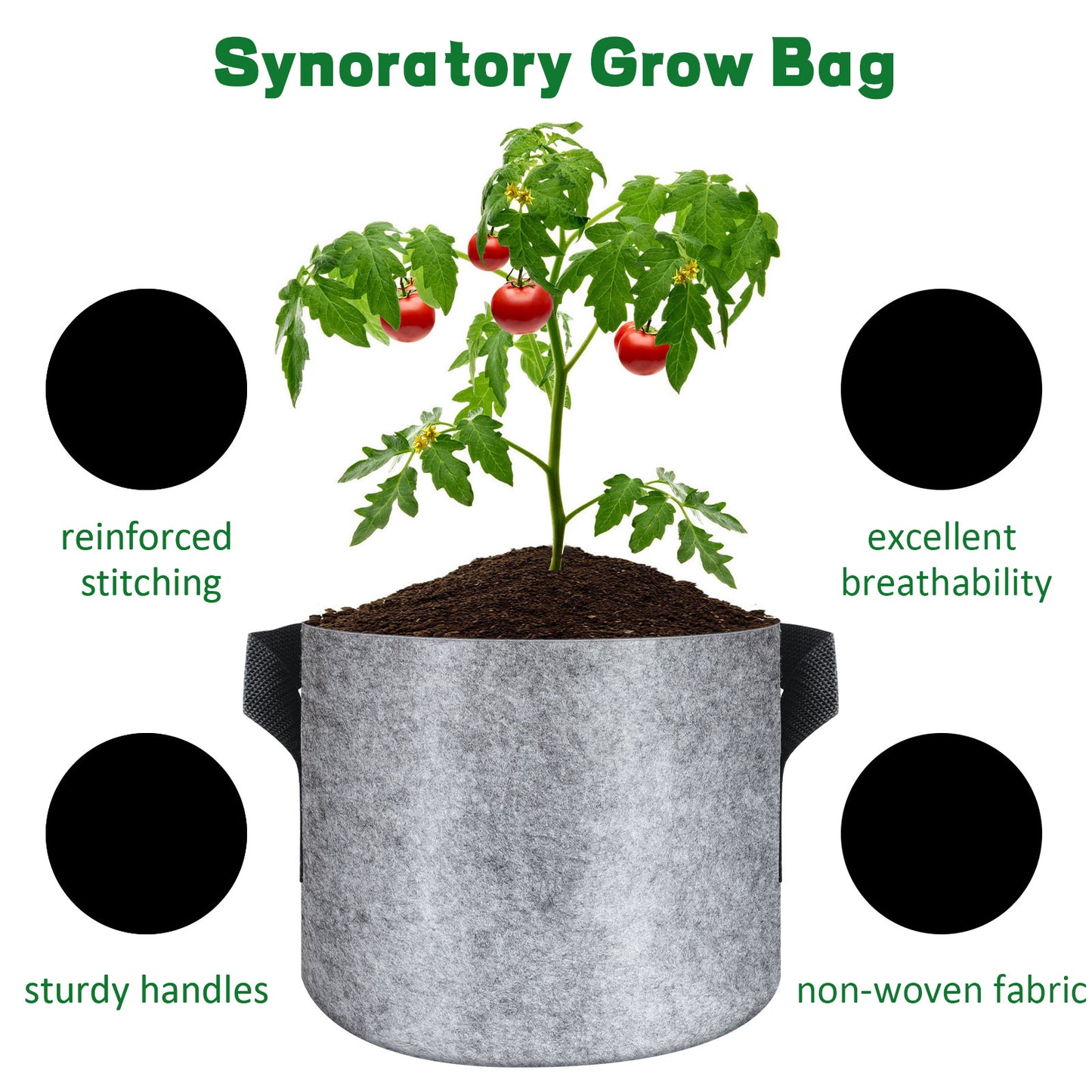 Grow Bags 5 Pcs - 5 Gallon Grow Bags Heavy Duty Non-Woven Fabric Pots with Handles Plant Grow Bags Perfect for Potato, Strawberry, Chili,Carrot, Radish, Peanut and Other Vegetables