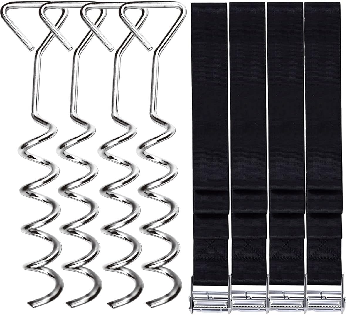 synoratory Heavy Duty Trampoline Stakes Anchors High Wind,Galvanized Steel Trampoline Anchors Kit for 15ft,14ft,12ft,10ftTrampoline,15.8inch Ground Anchors Trampoline Accessories