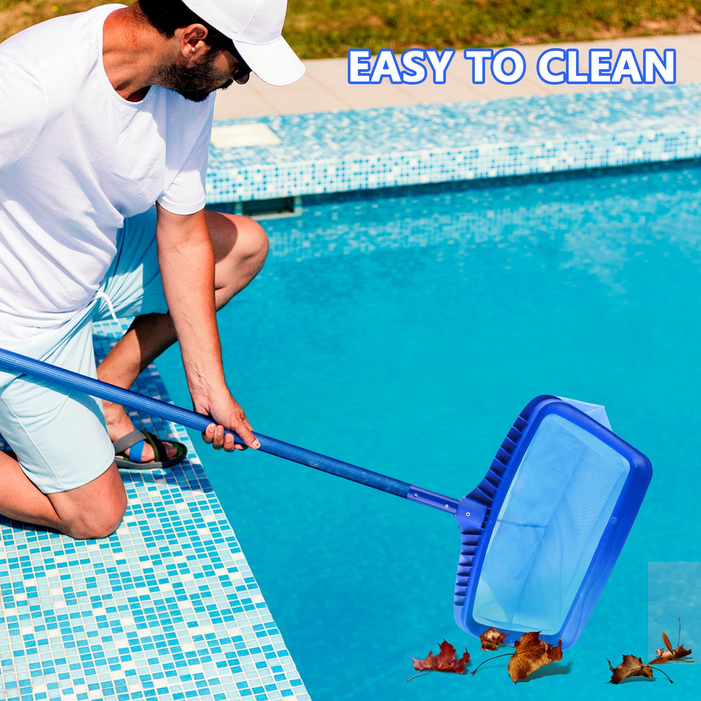 synoratory Pool Net Plastic Pool Skimmer Net with 5 Pcs Pool Skimmer Socks,Easy to cleaning