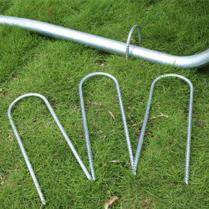 Trampoline Stakes Anchors High Wind Heavy Duty Trampoline Anchor Kit U Type Sharp Ends Safety Ground Anchor Galvanized Steel for Soccer Goals, Camping Tents and Huge Garden Decoration (8Pcs, Silver)
