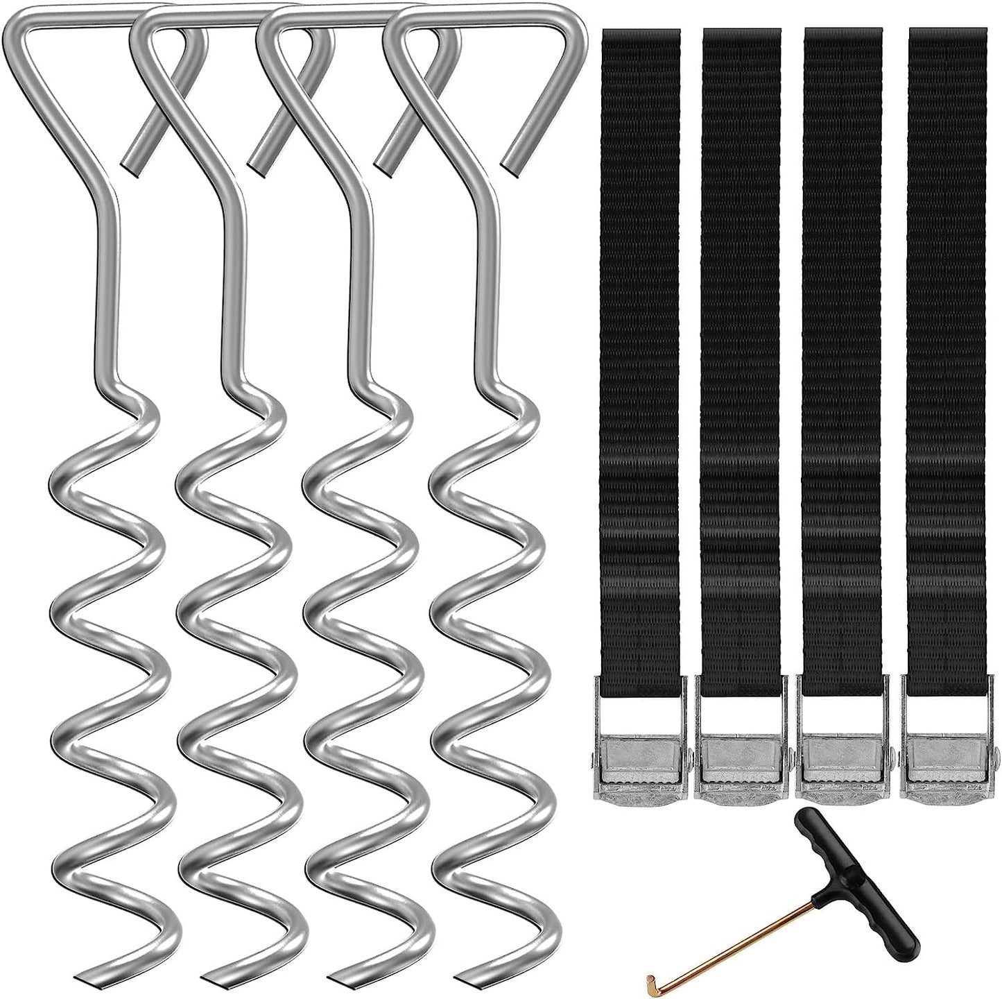 synoratory Heavy Duty Trampoline Stakes Anchors High Wind,Galvanized Steel Trampoline Anchors Kit for 15ft,14ft,12ft,10ftTrampoline,15.8inch Ground Anchors Trampoline Accessories