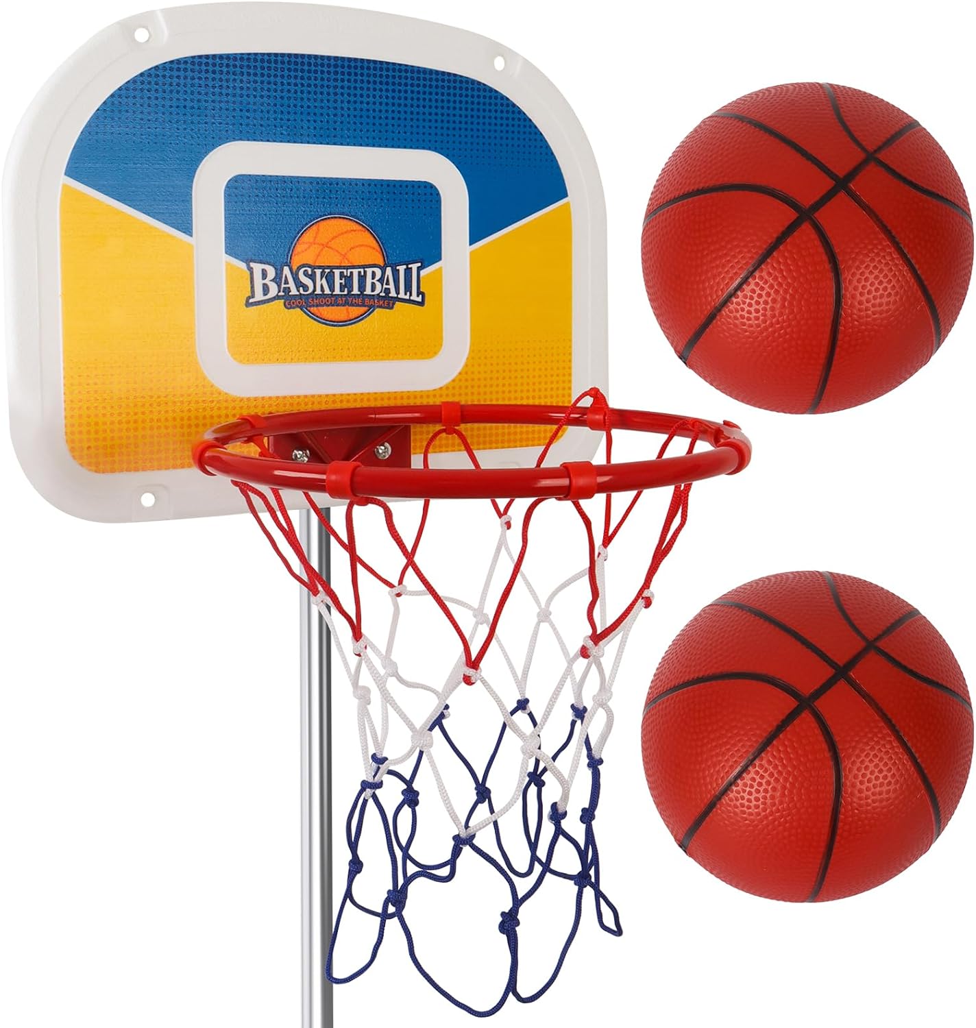 Trampoline Basketball Hoop, Teenager Basketball Hoop for Trampoline with Pump and 2 Mini Ball, Fit for Straight Pole
