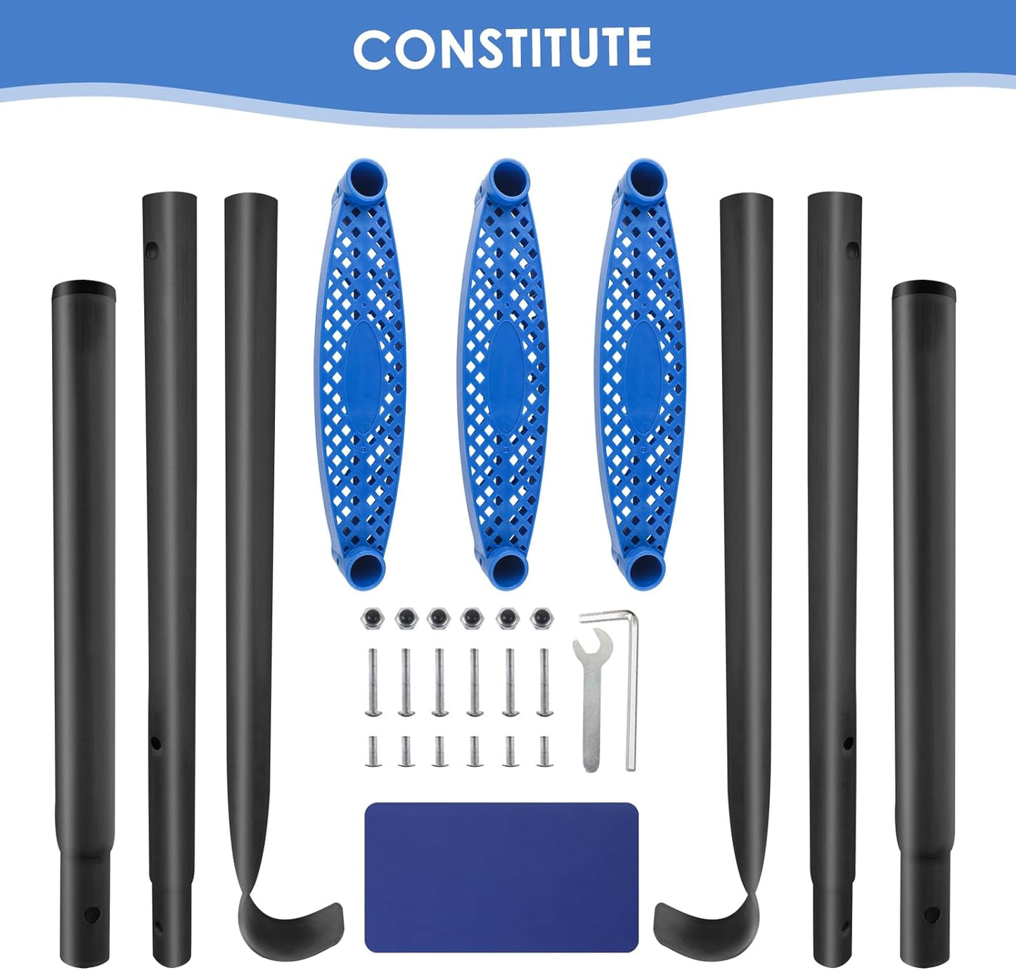 Trampoline Ladder 39inch Long, 3 Step Trampoline Steps with Horizontal Wide Steps, Trampoline Accessories for Kids and Adults (Blue 3 Step)