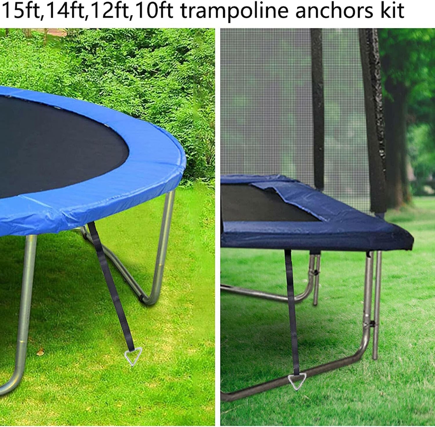 synoratory Heavy Duty Trampoline Stakes Anchors High Wind,Galvanized Steel Trampoline Anchors Kit for 15ft,14ft,12ft,10ftTrampoline,15.8inch Ground Anchors Trampoline Accessories