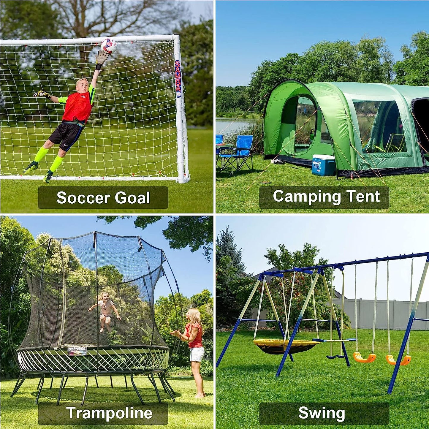 Trampoline Stakes Anchors High Wind Heavy Duty Trampoline Anchor Kit U Type Sharp Ends Safety Ground Anchor Galvanized Steel for Soccer Goals, Camping Tents and Huge Garden Decoration (8Pcs, Silver)