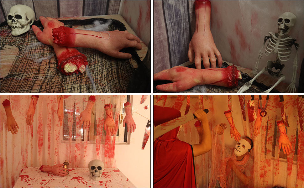 Body Parts Halloween Hands Decorations Fake Hand Halloween Bloody Dead Props Haunted House, Halloween Props for Halloween Party and Cosplay,Realistic Scary Halloween Decorations