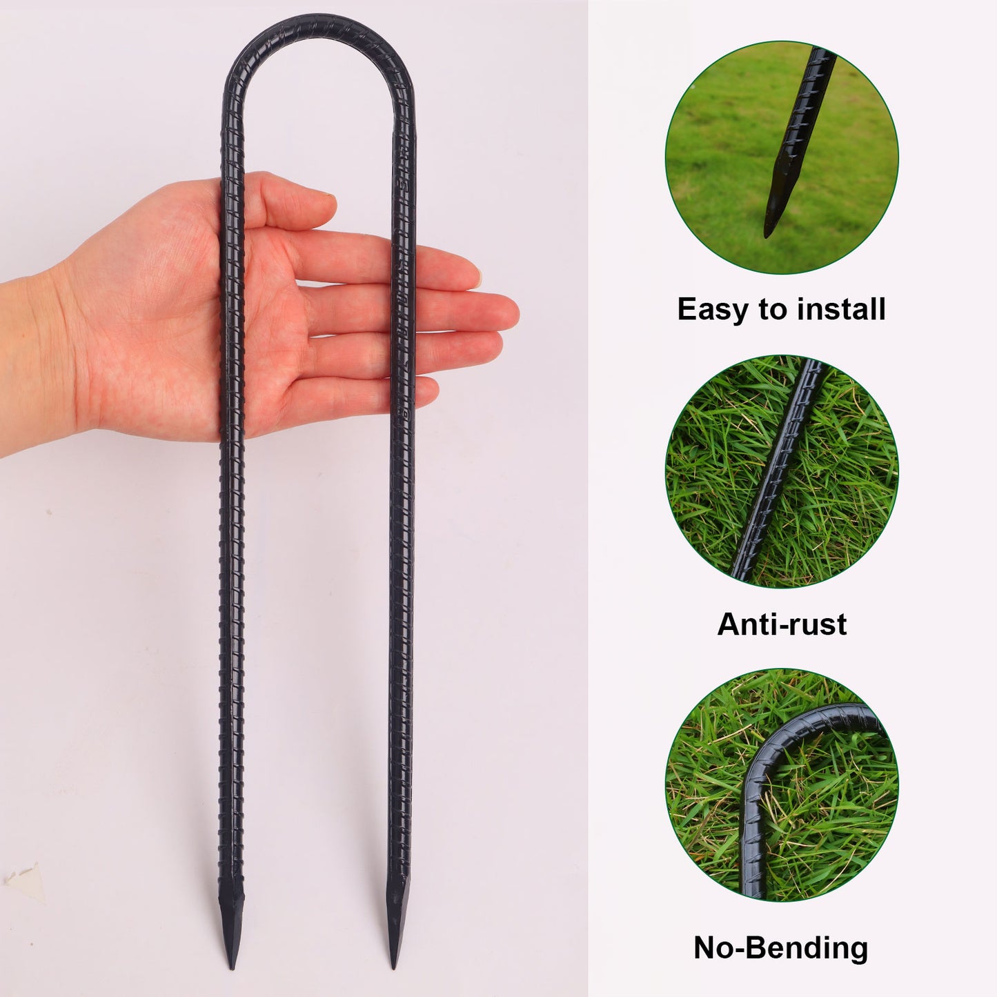 Trampolines Stakes Anchors Trampoline Accessories Wind Stake 12 Inch Heavy Duty High Wind Stake Safety Ground Anchor Galvanized Steel Wind Stakes (Permanent Above Deck, Black)…