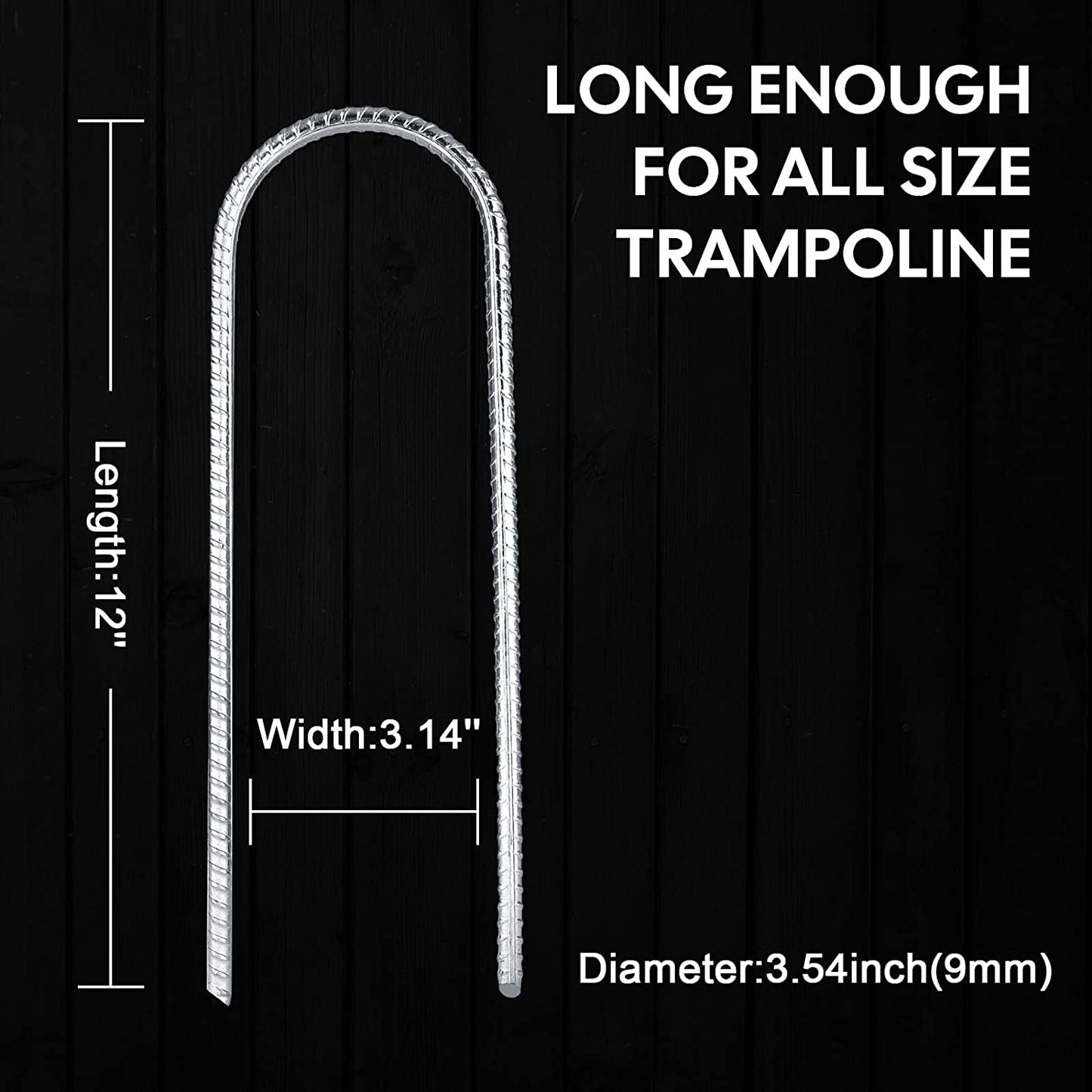 Trampolines Wind Stakes Heavy Duty U Type Sharp Ends Safety Ground Anchor Galvanized Steel for Soccer Goals, Camping Tents and Huge Garden Decoration