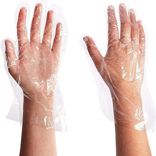 Synoratory Plastic Gloves for Gardening, Hair Coloring, Handing food, One Size Fits Most, Clear (100 PCS)