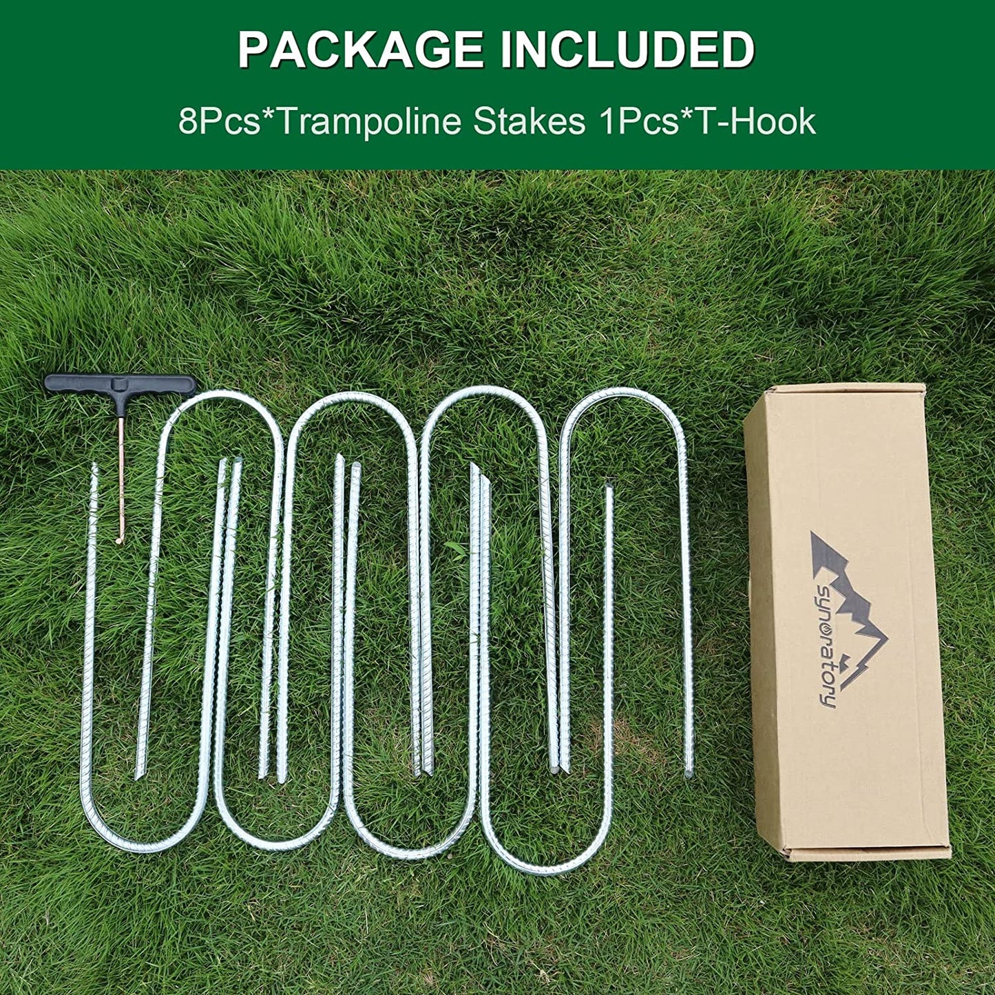 Trampolines Wind Stakes Heavy Duty U Type Sharp Ends Safety Ground Anchor Galvanized Steel for Soccer Goals, Camping Tents and Huge Garden Decoration