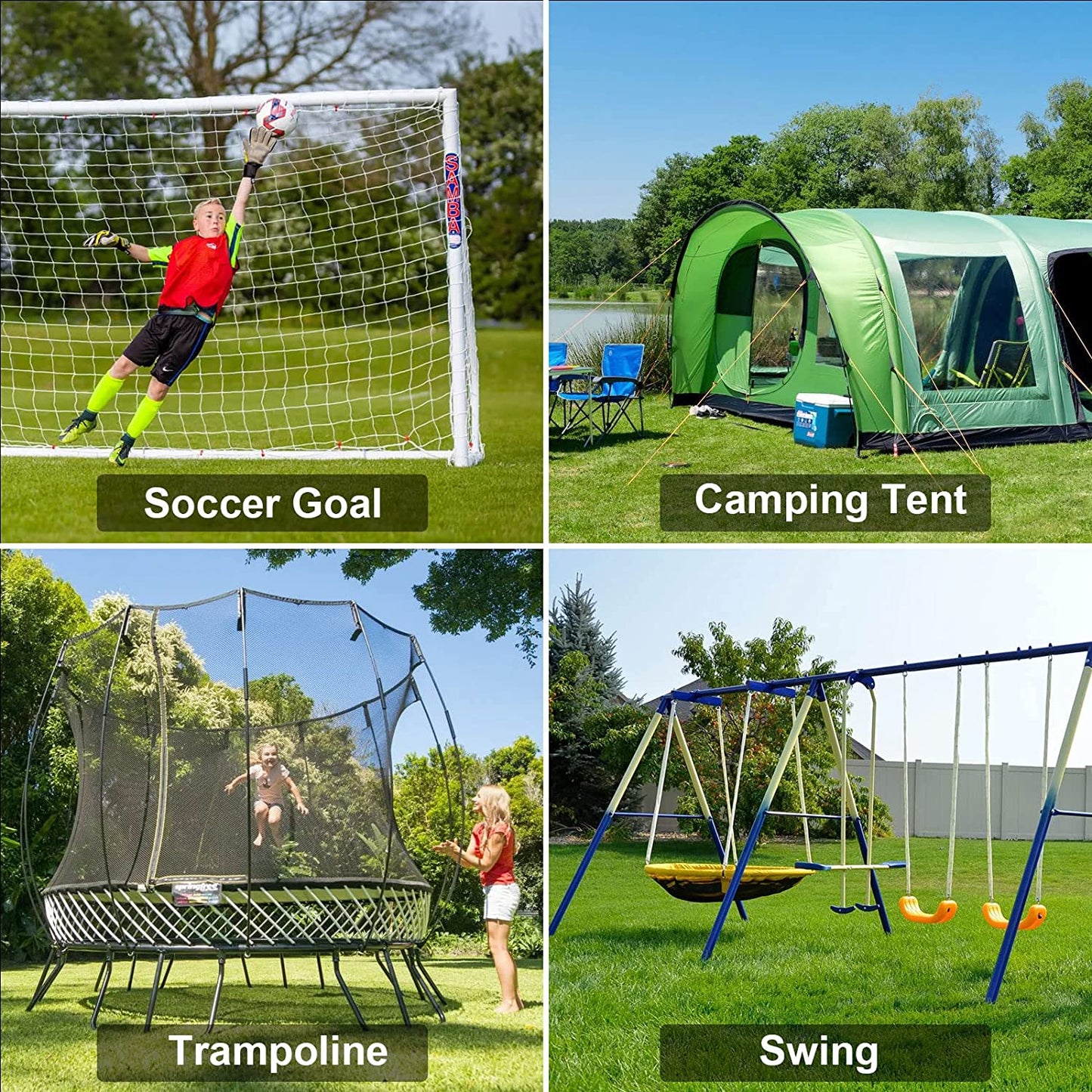 Trampolines Wind Stakes Heavy Duty U Type Sharp Ends Safety Ground Anchor Galvanized Steel for Soccer Goals, Camping Tents and Huge Garden Decoration